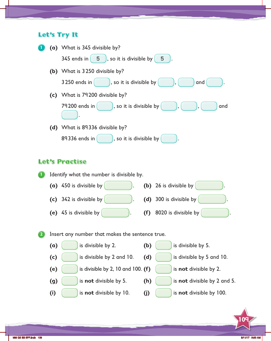 Max Maths, Year 5, Practice, Divisibility facts