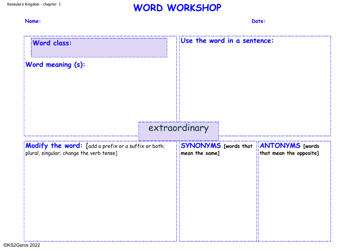 Kensuke's Kingdom - Chapter 1 - Word Workshop