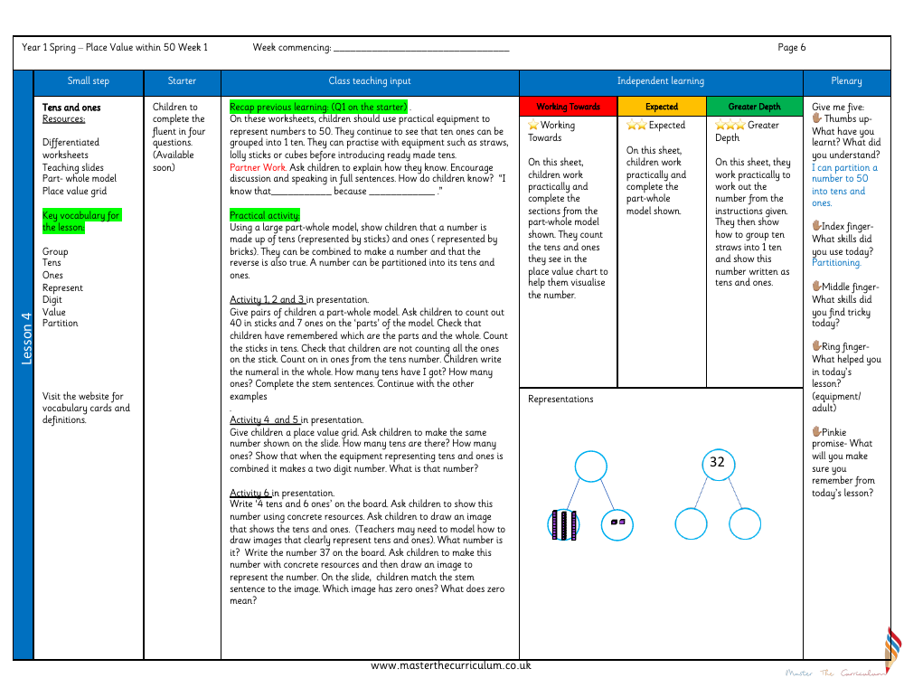 Place Value within 50 - Tens and ones - Planning