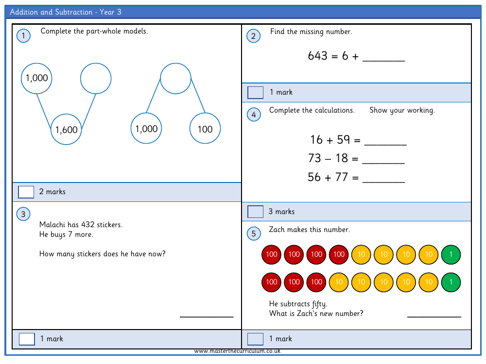 Addition and subtraction - Assessment