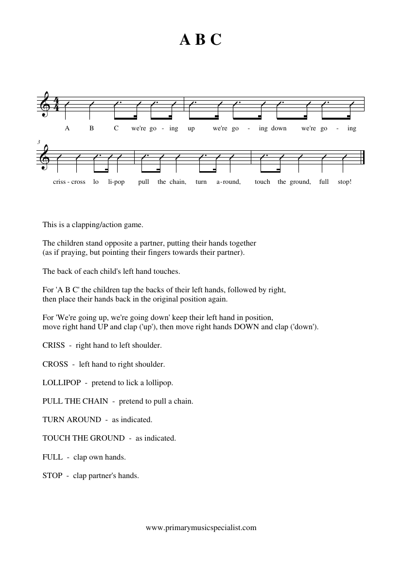 Singing Games Year 2 Notations - ABC