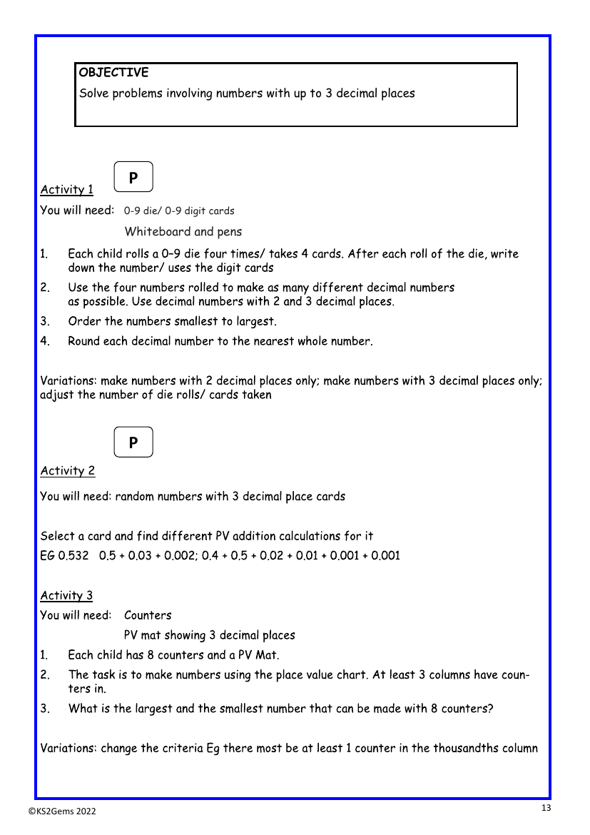 Solve problems with 3dp worksheet