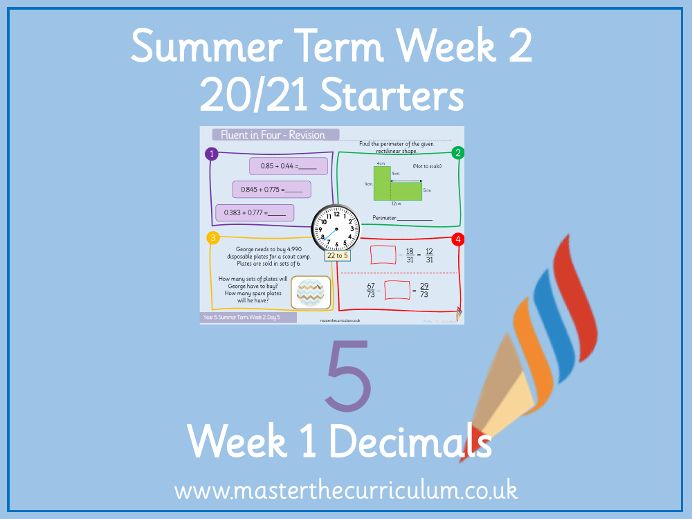 Decimals - Adding Decimals within 1 - Starter