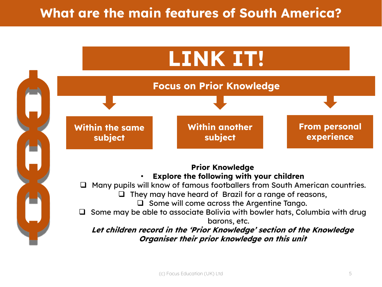 Link it! Prior knowledge - South America - 4th Grade