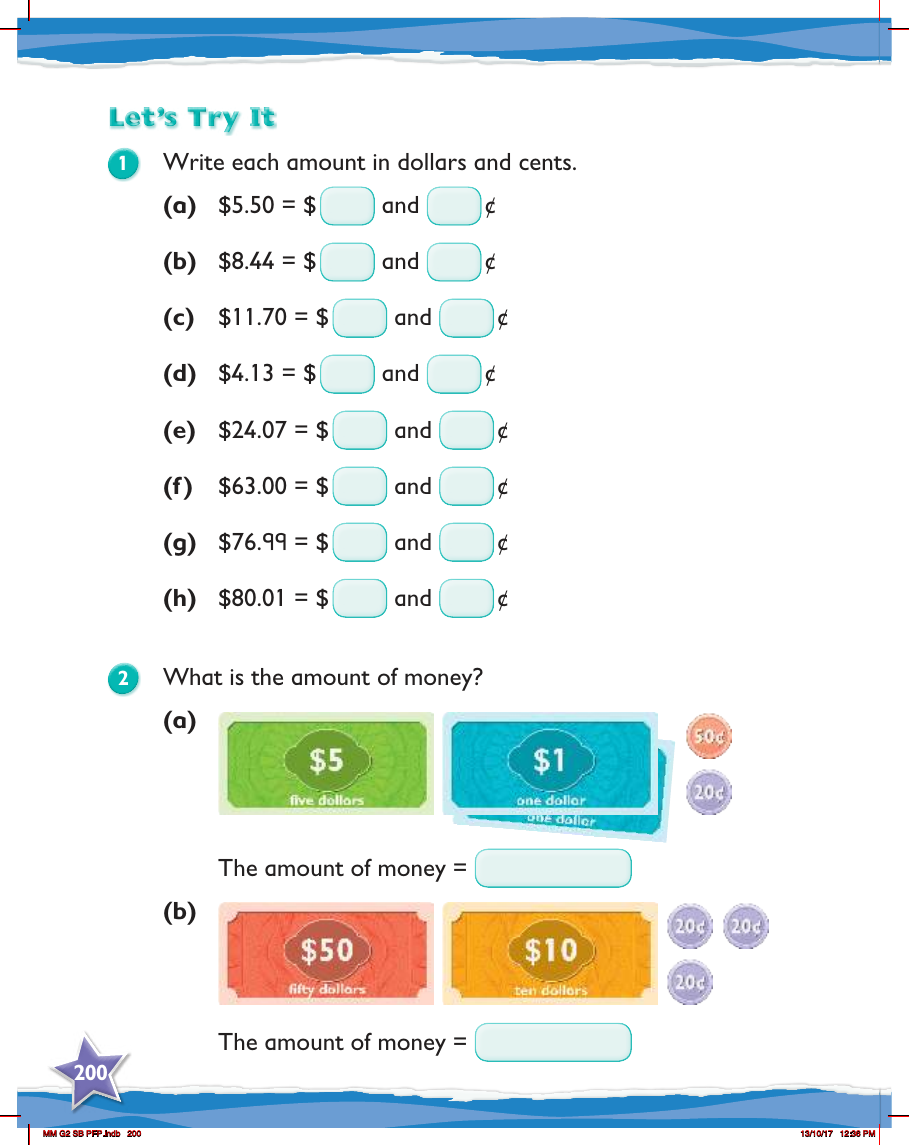 Max Maths, Year 2, Try it, Amounts of money (1)