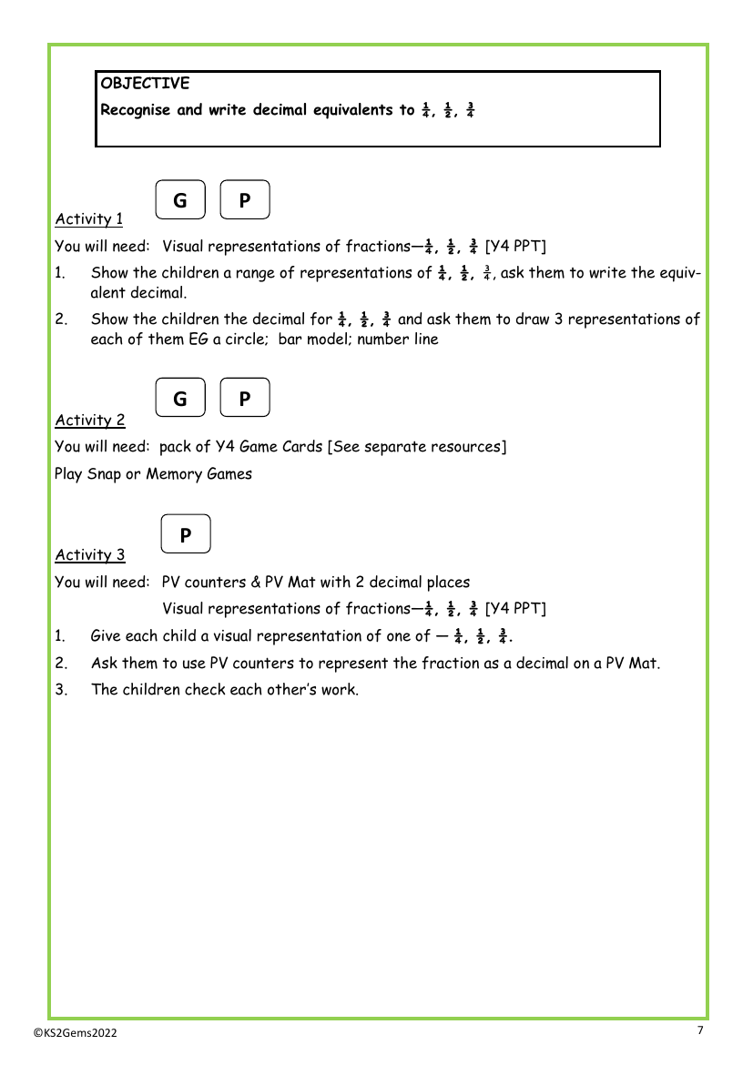 Decimal equivalents to quarters worksheet