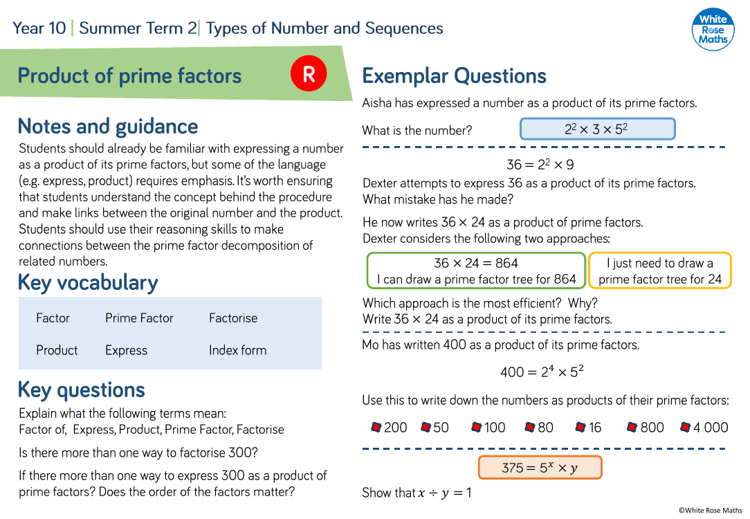 Product of prime factors: Questions | Maths