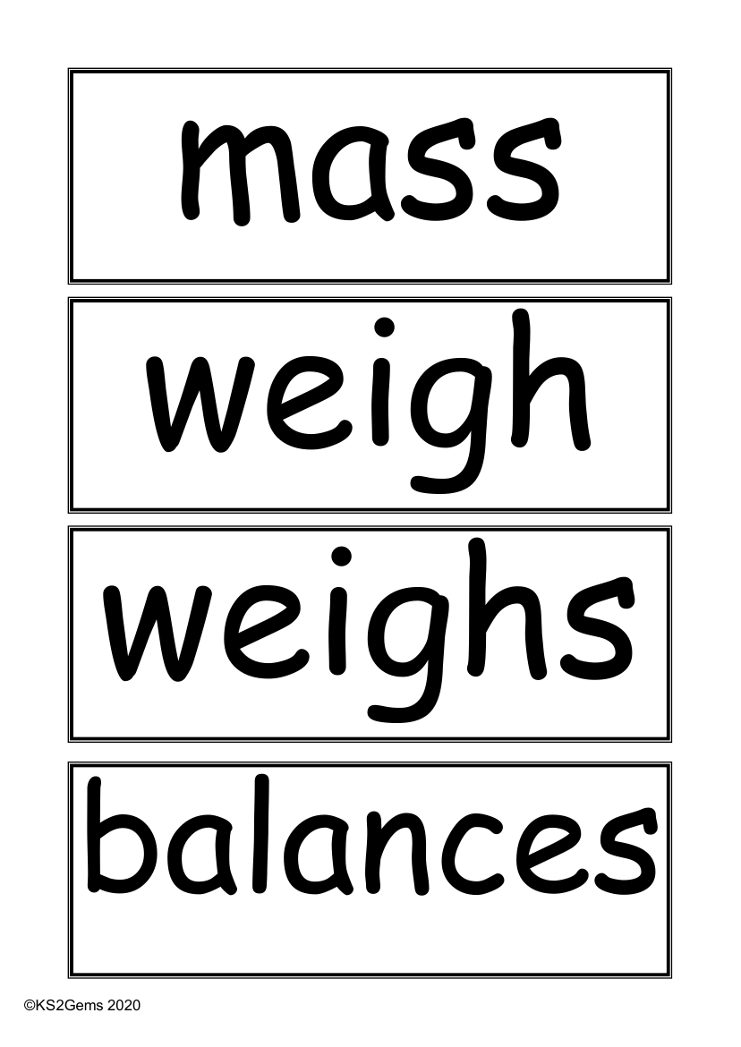 Vocabulary - Measures: Mass