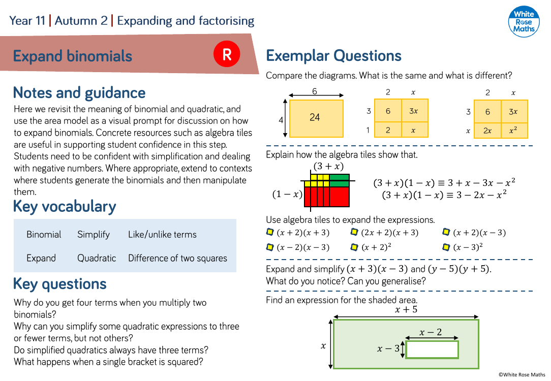 Expand binomials: Questions