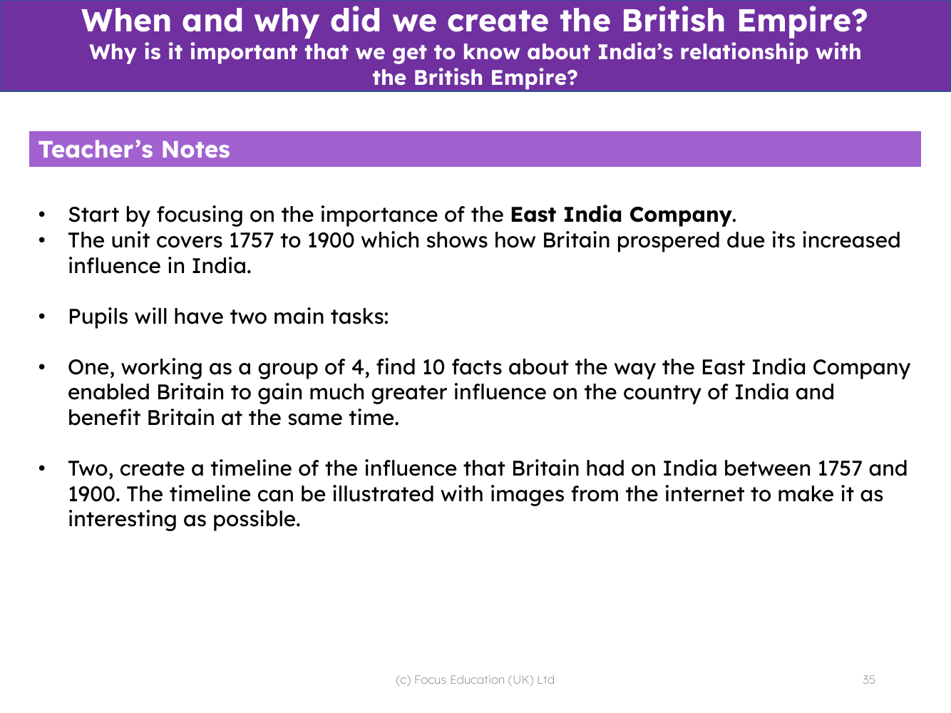 Why is it important we get to know about India's relationship with the British Empire? - Teacher notes