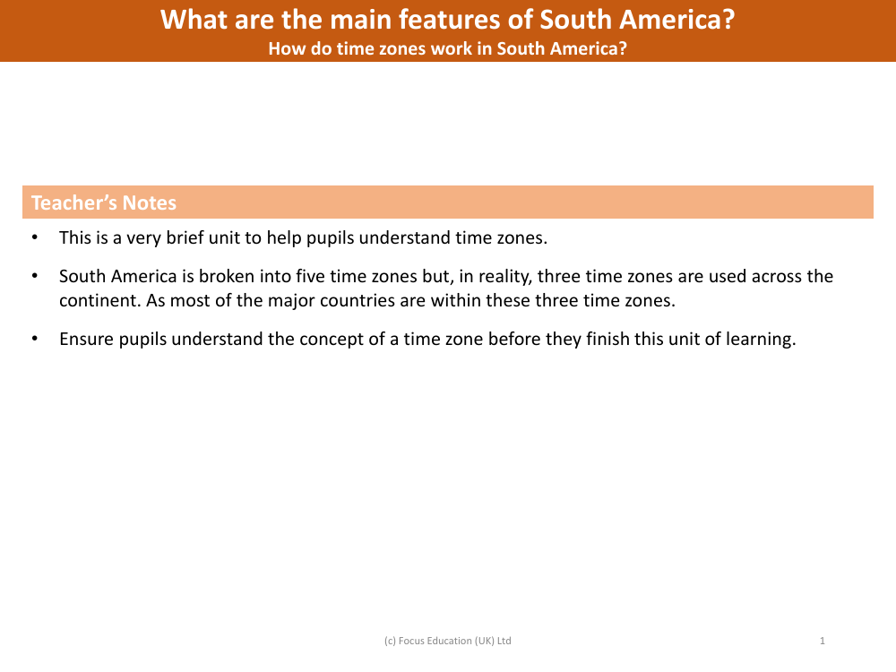 How do time zones work in South America? - Teacher notes