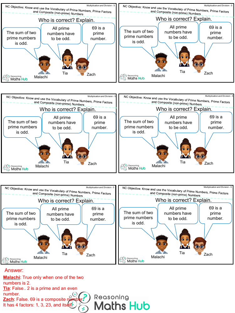 Prime Numbers, Prime Factors and Composite Numbers 3 - Reasoning