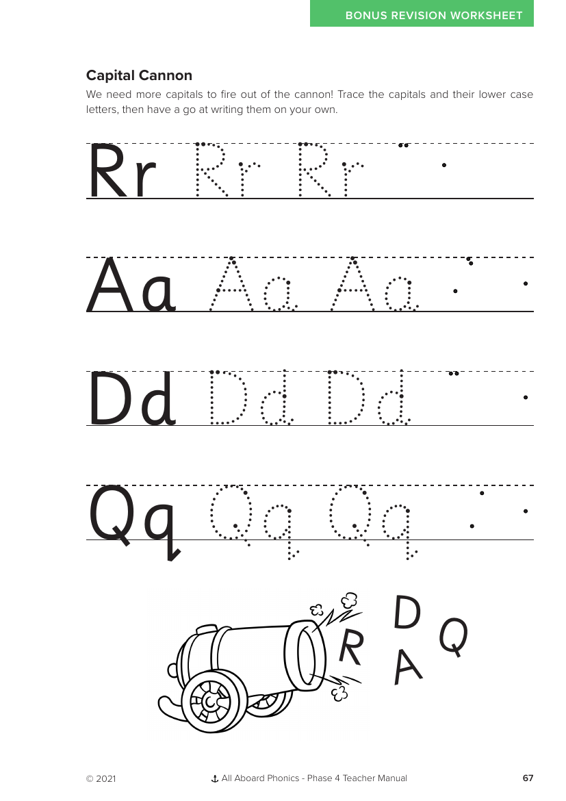 Week 4, lesson 3 Capital Cannon activity - Phonics Phase 4 - Worksheet