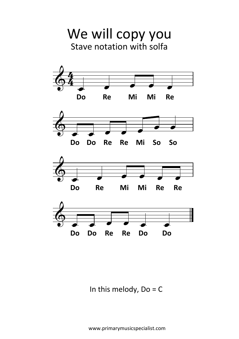 Pitch Year 4 - We will copy you stave notation solfa