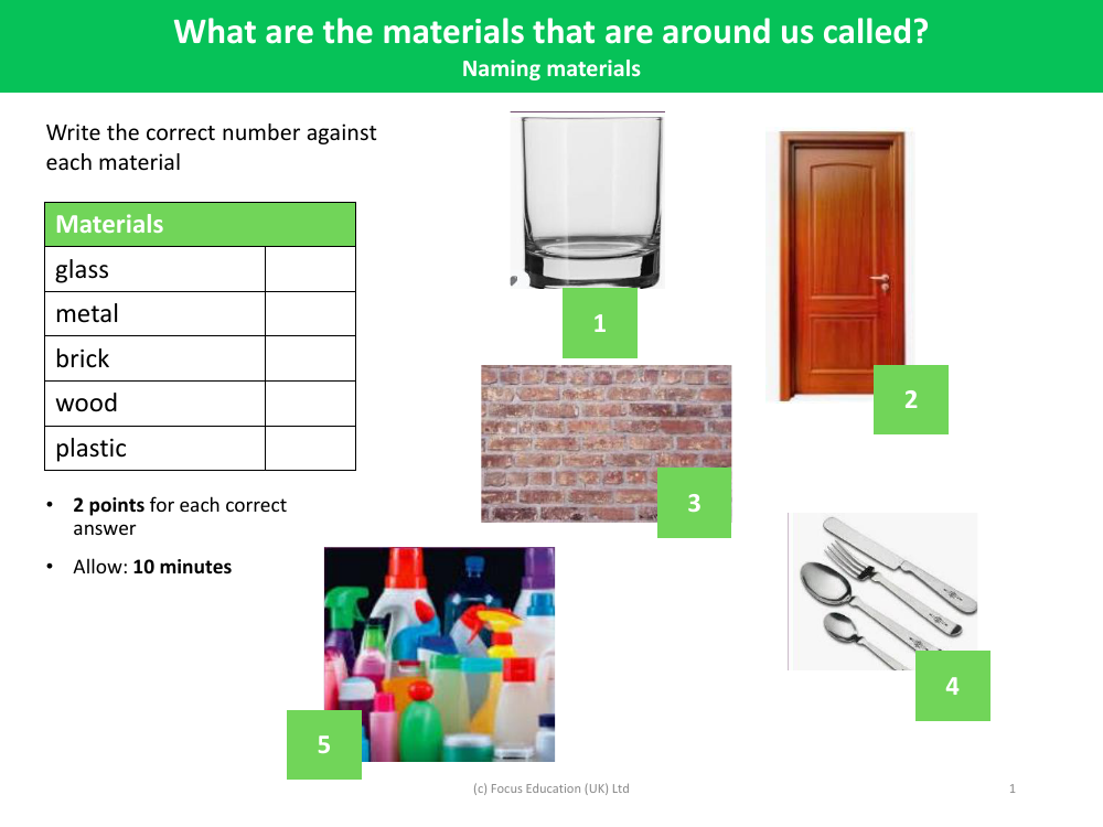 Picture match - Materials