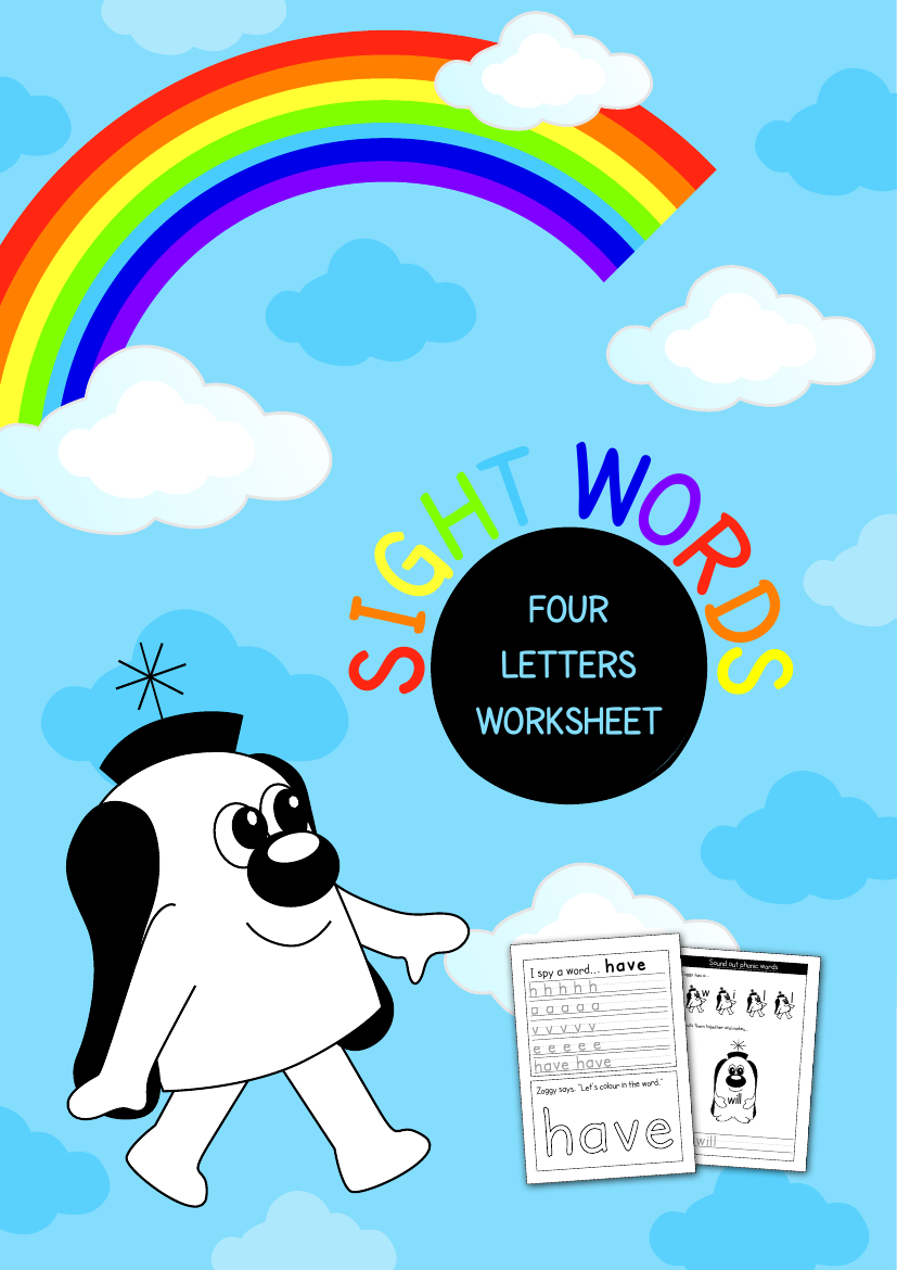 WORKSHEETS To Reinforce Four Letter Sight Words (4-7 years) - Activity Pack