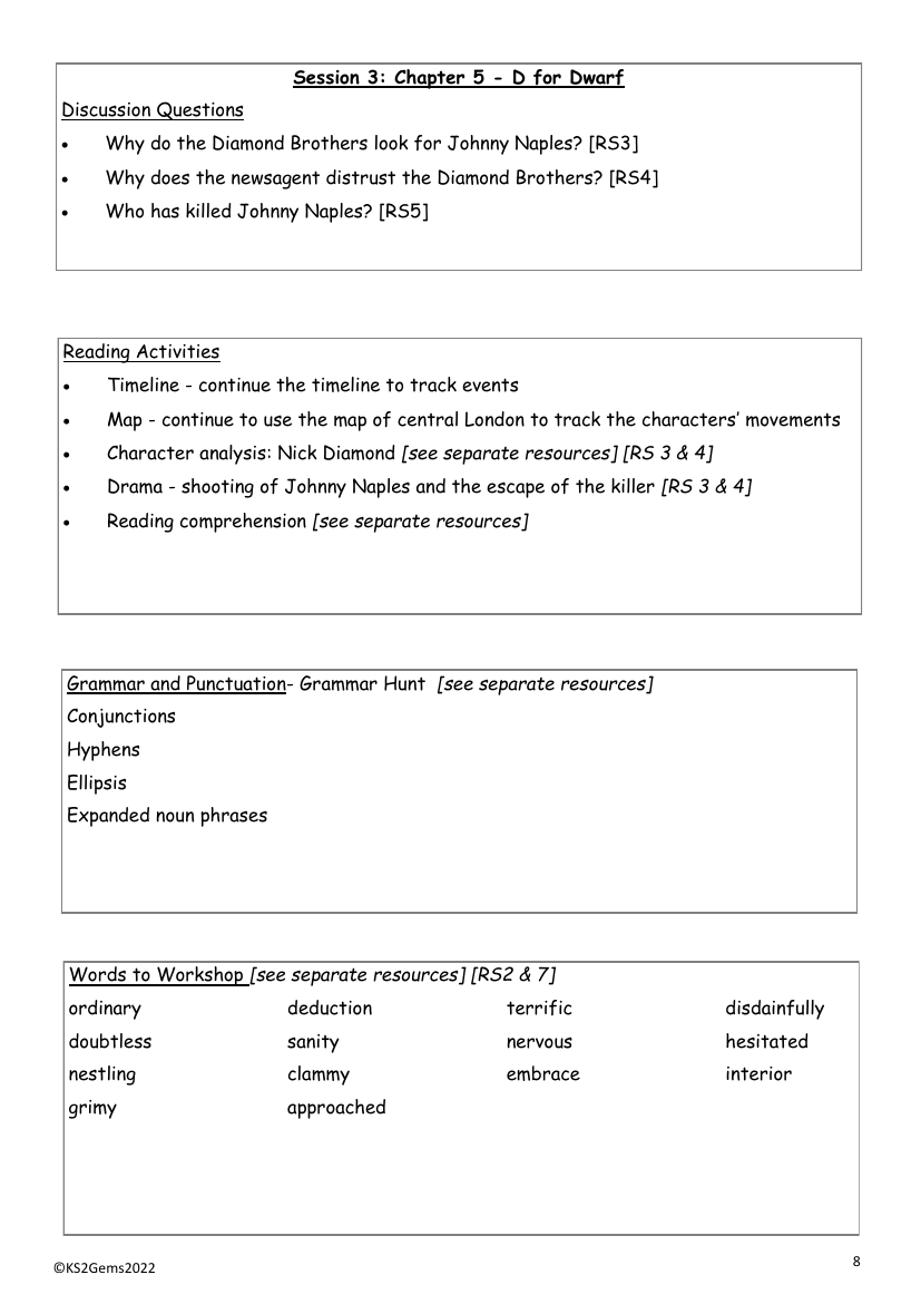 The Falcon's Malteser - Session 3 - Chapter 5 - Worksheet