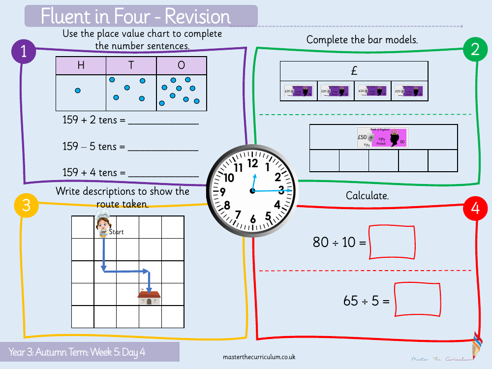 Addition and subtraction - Add three-digit and ​two-digit numbers crossing 100 - Starter