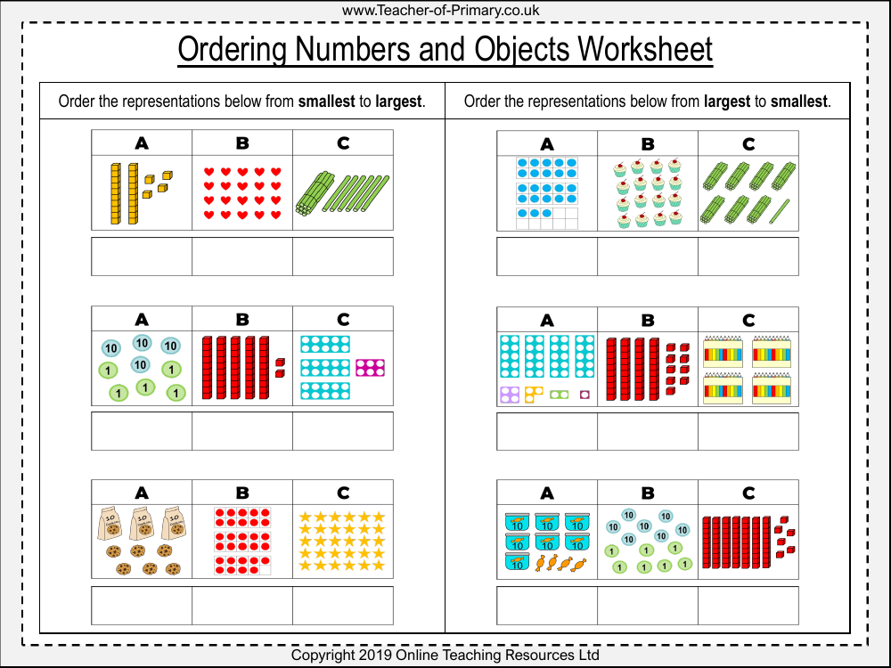 👉 Year 2 DIM: Step 14 Order Objects and Numbers Activity Cards