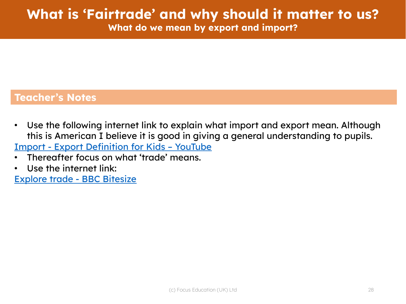 What do we mean by export and import? - Teacher notes