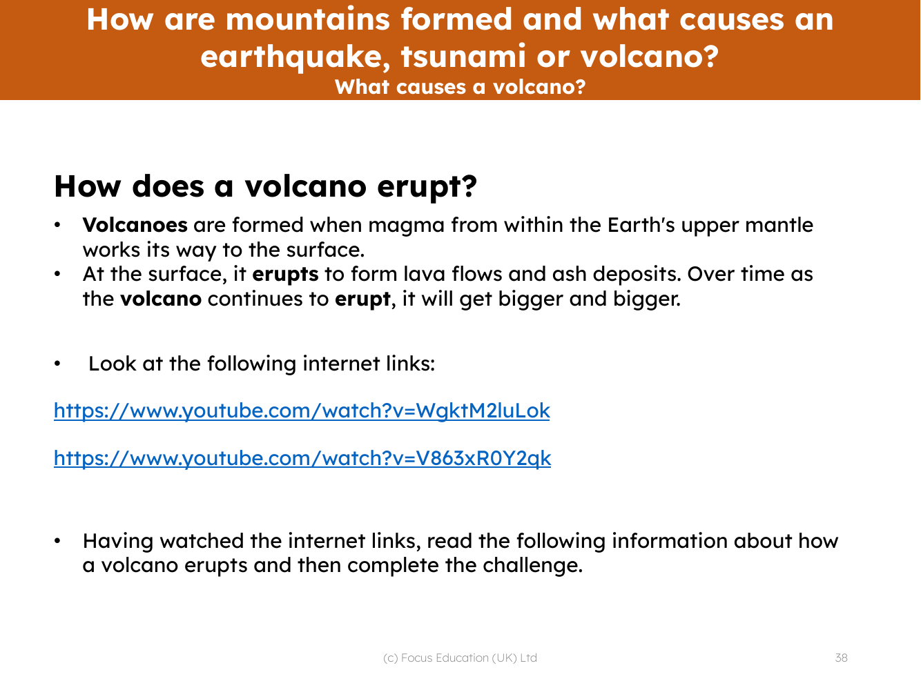 How does a volcano erupt - Info pack