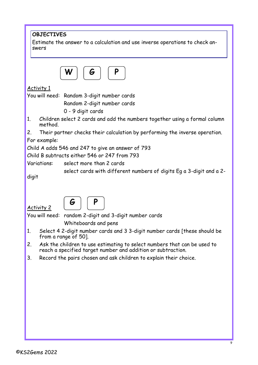 Estimation with inverse operations worksheet