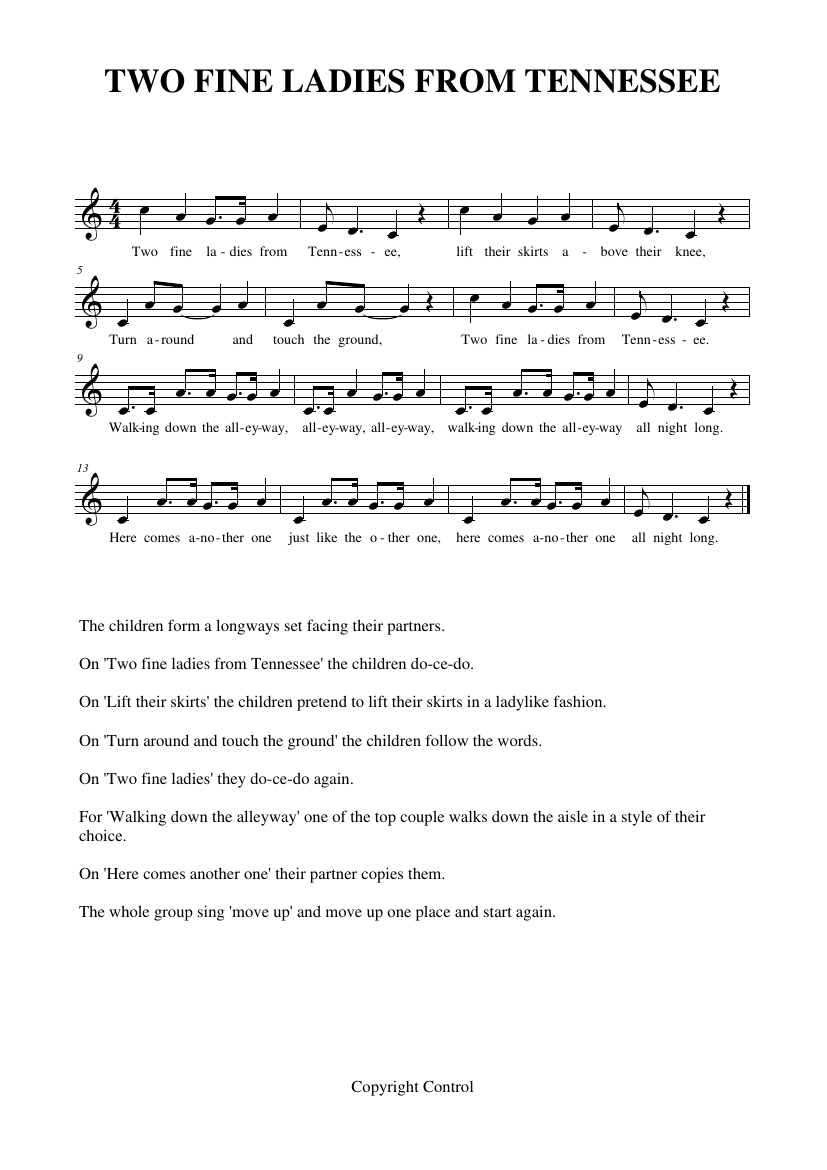 Singing Games Year 2 Notations - Two fine ladies