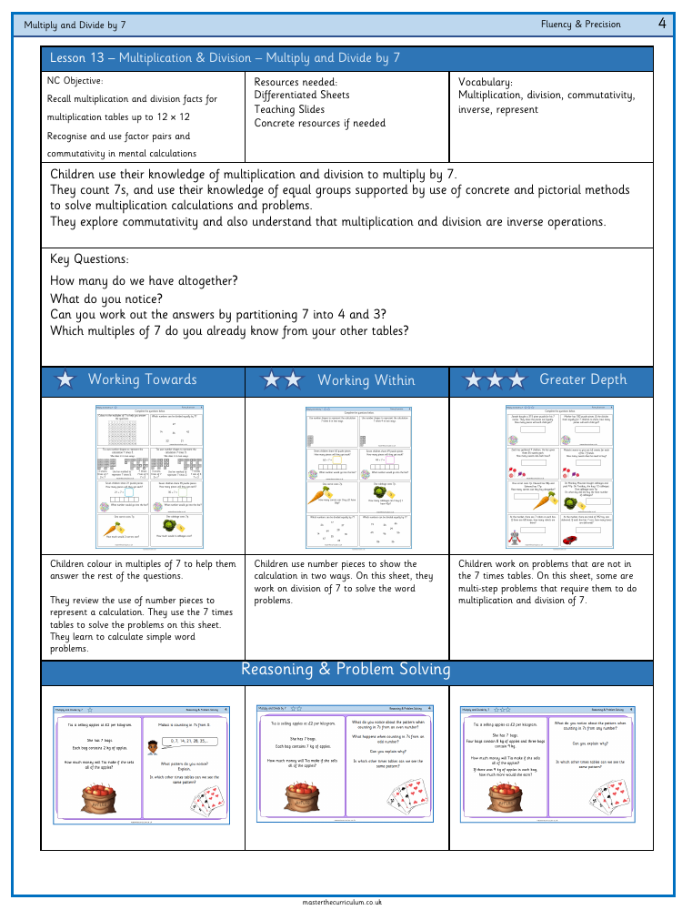 Multiplication and Division - Multiply and Divide by 7 - Worksheet