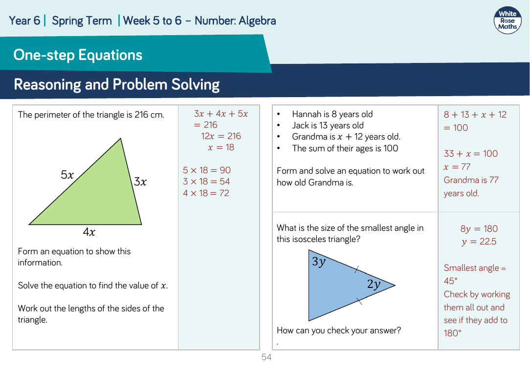One-step Equations: Reasoning and Problem Solving