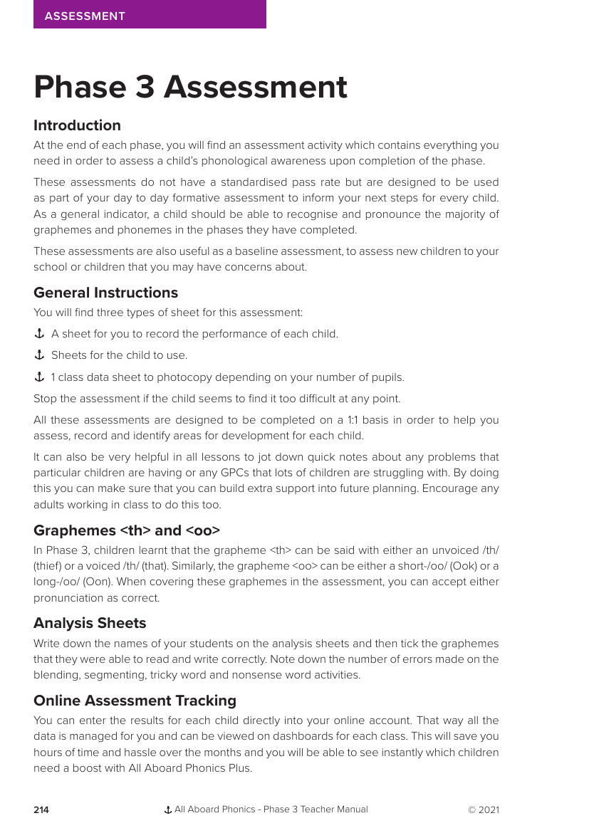 Phase 3 Assessment guidance - Phonics Phase 3 - Resource