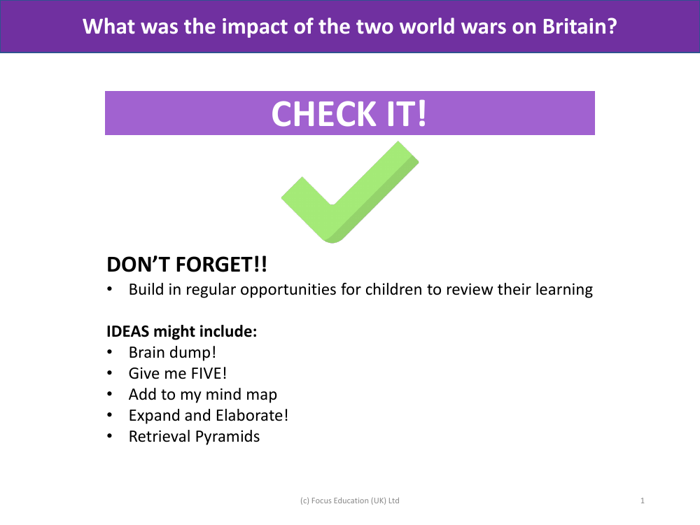 Check it! - World War 1 and 2 - Year 6