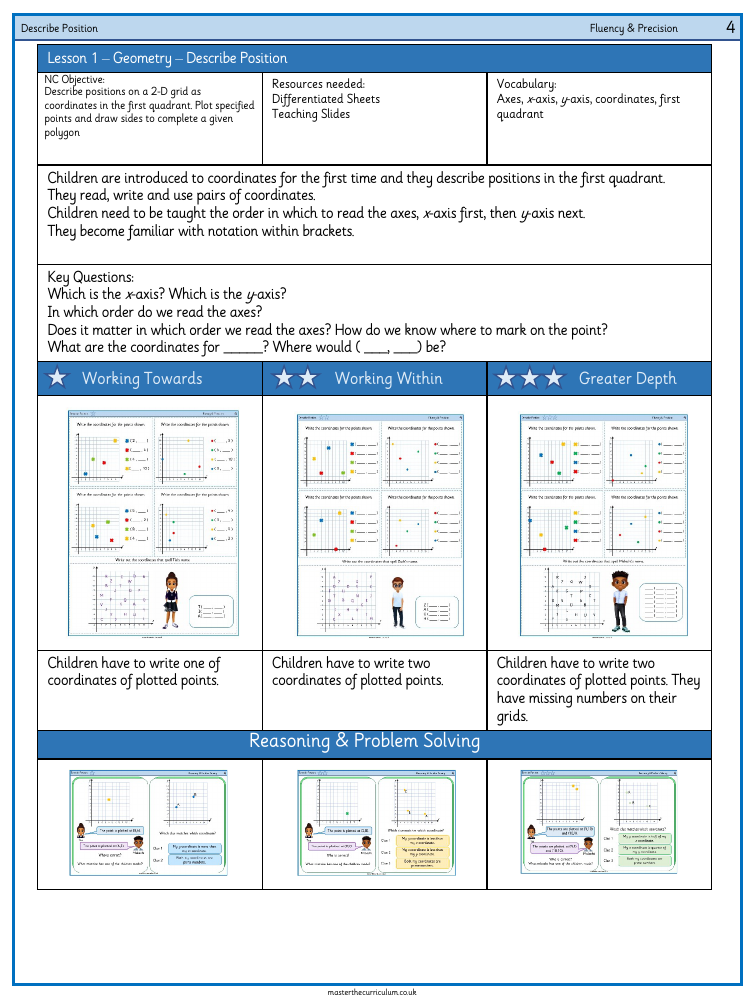 Position and Direction - Describe Position - Worksheet