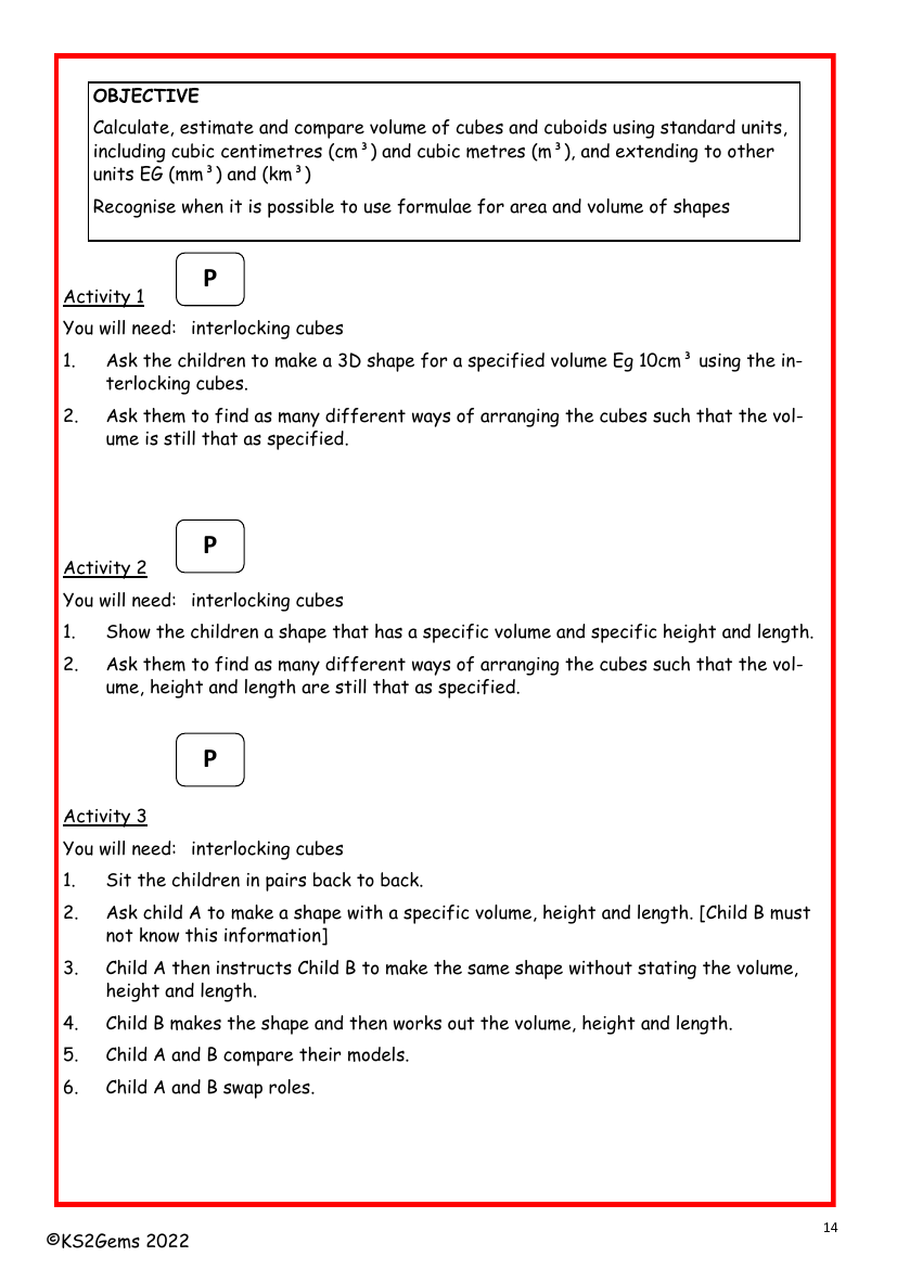 Volumes of cuboids worksheet