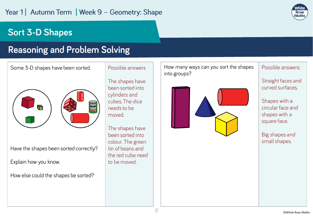 3d shapes problem solving year 1