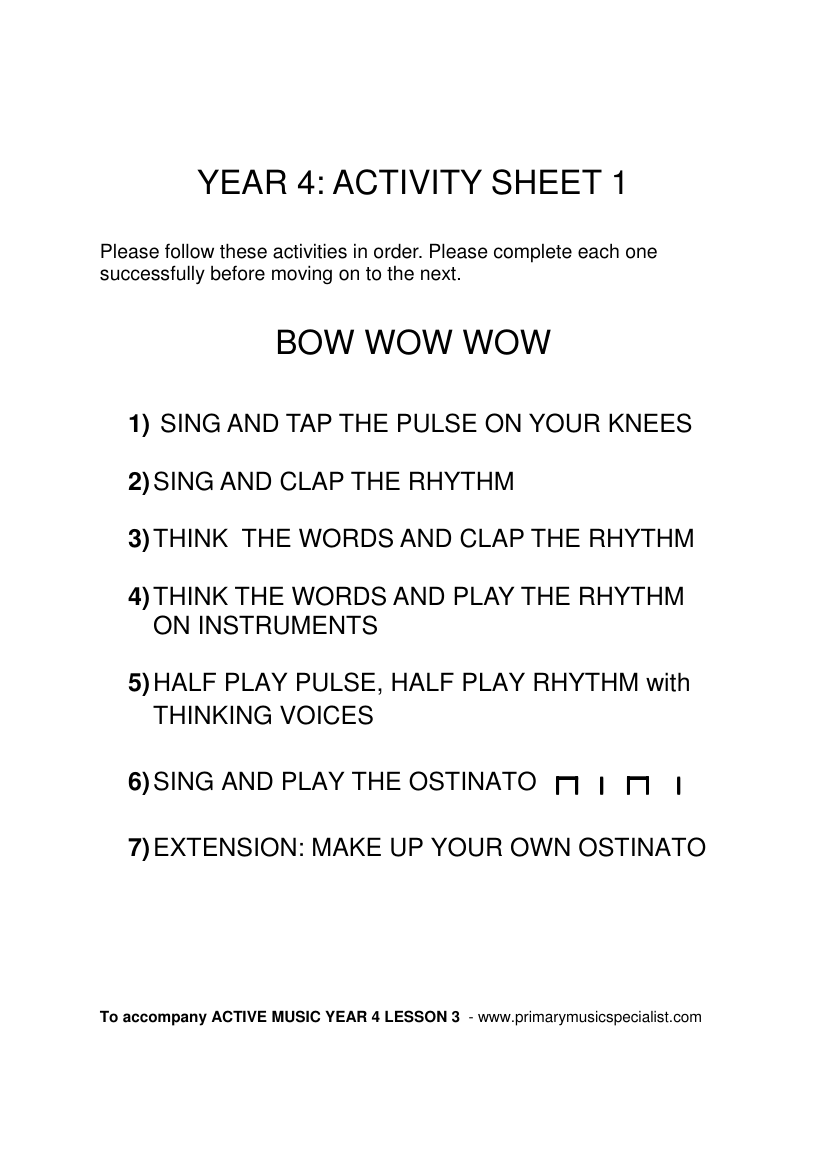 Instrumental - Year 4 Activity Sheet 1