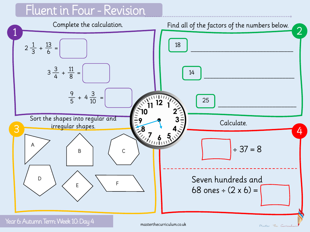 Fractions - Divide fractions by integers (2) - Starter