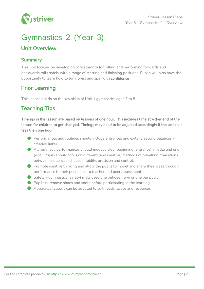 Gymnastics 2 - Unit Overview