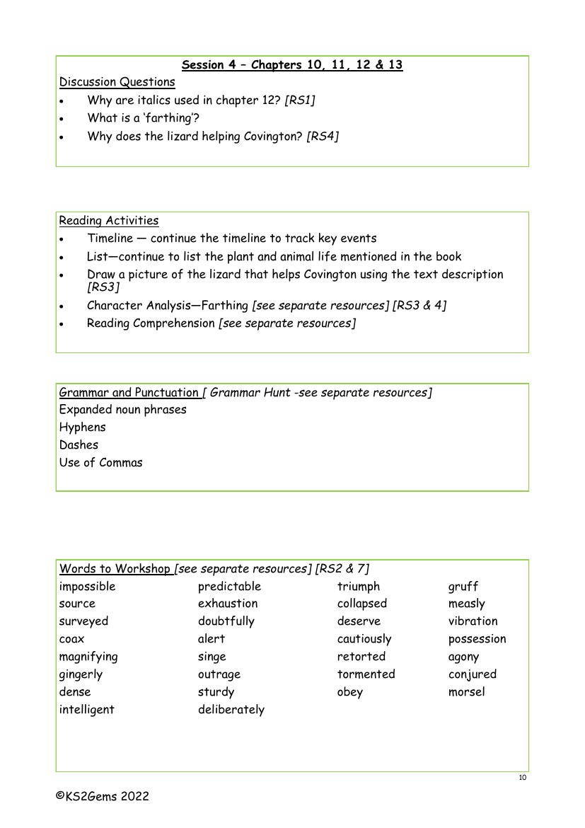 Darwin's Dragons - Session 4 - Chapters 10 - 13 - Worksheet