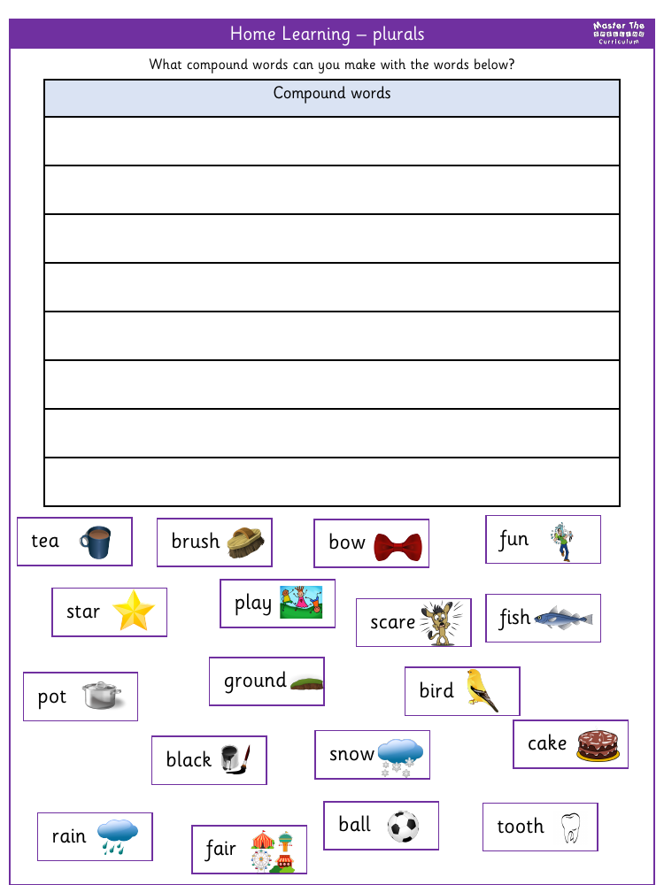 Spelling - Home learning - Compound words