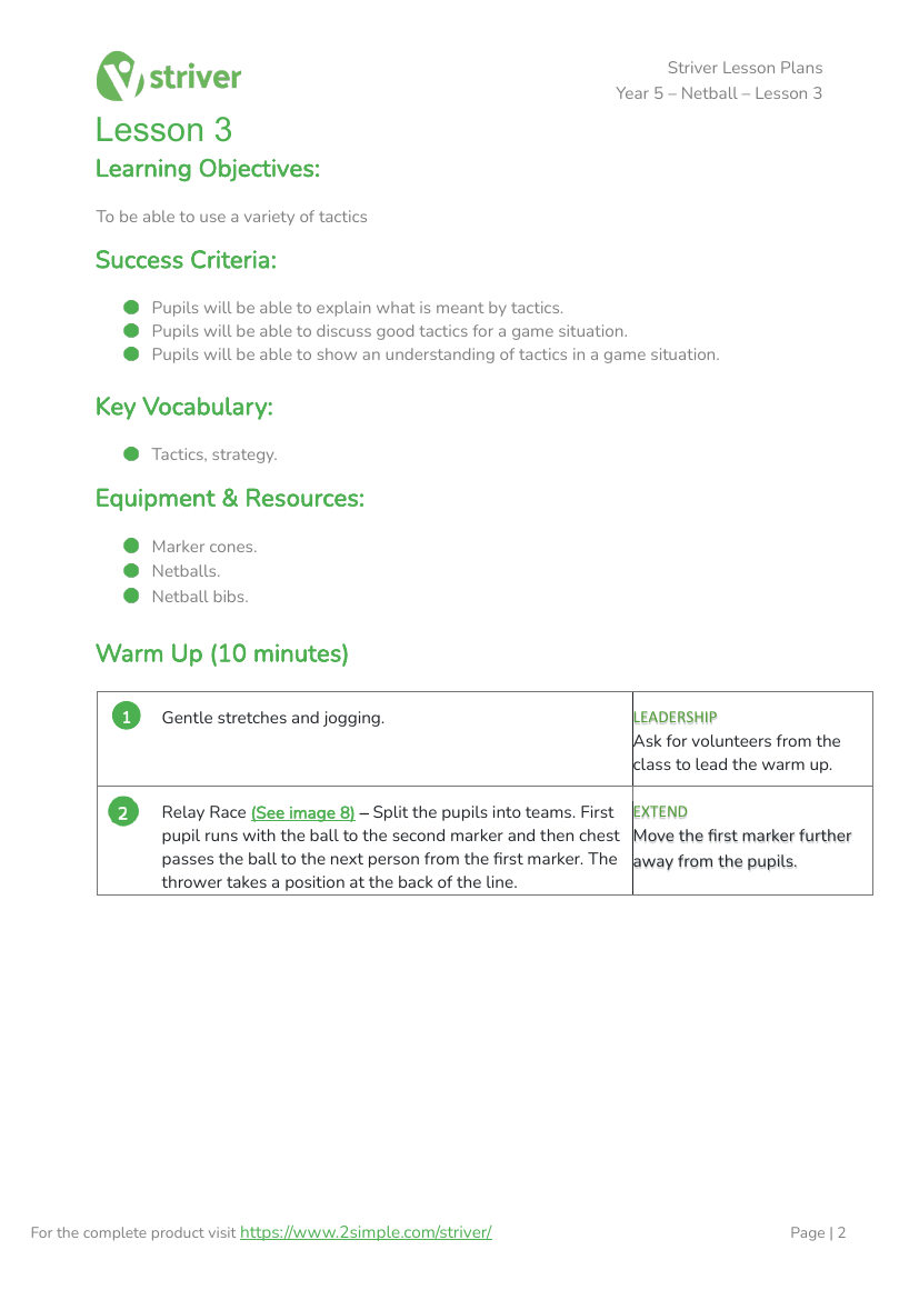 Netball - Lesson 3