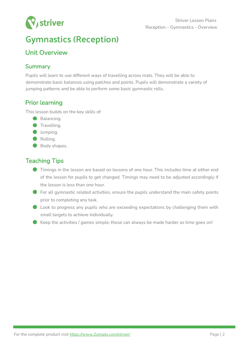 Gymnastics - Unit Overview