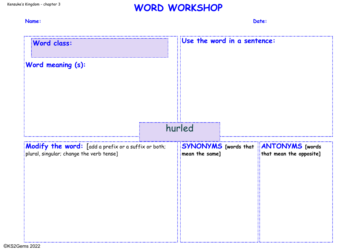 Kensuke's Kingdom - Chapter 3 - Word Workshop