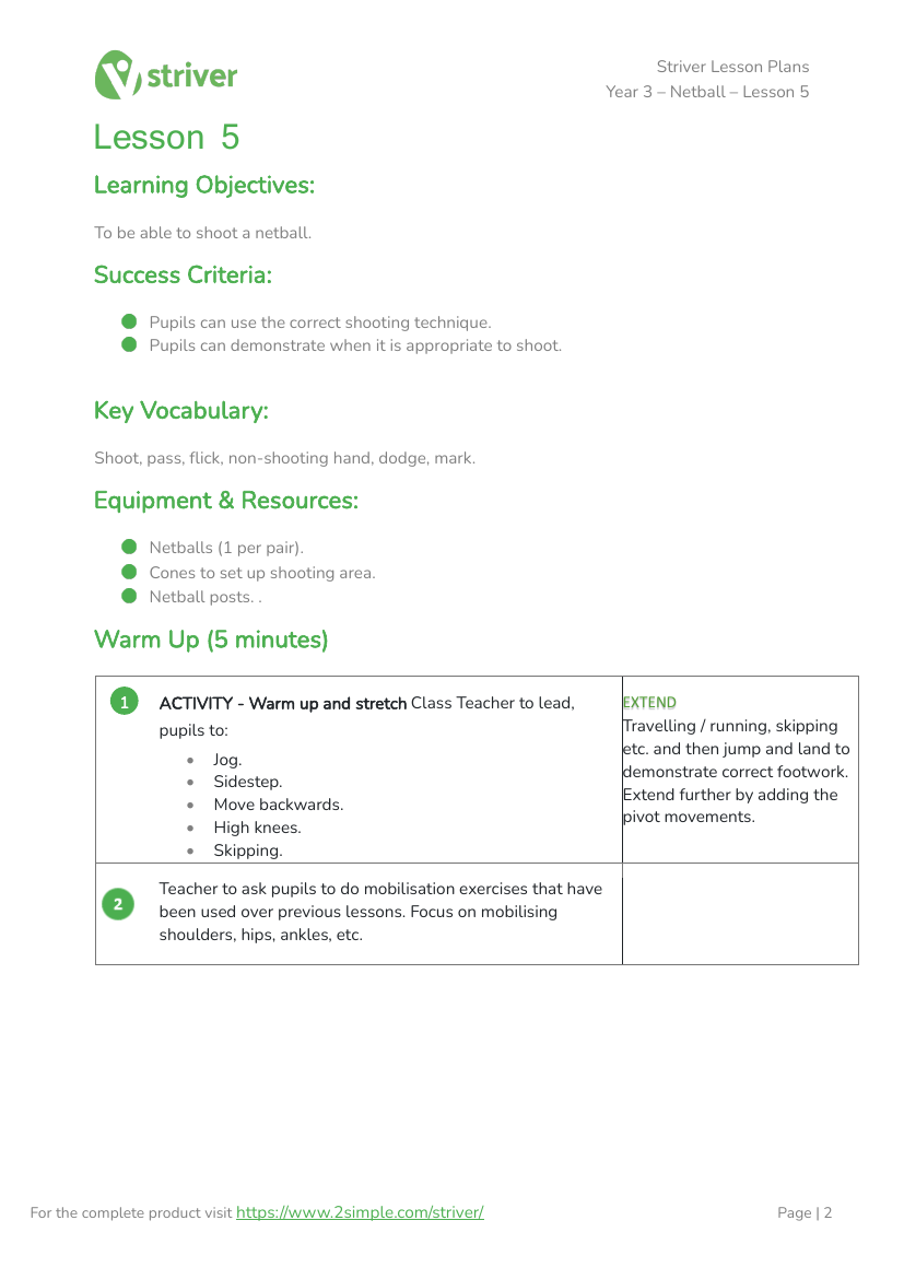 Netball - Lesson 5