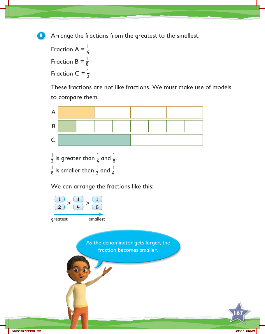 Max Maths, Year 4, Learn together, Comparing and ordering fractions (5)