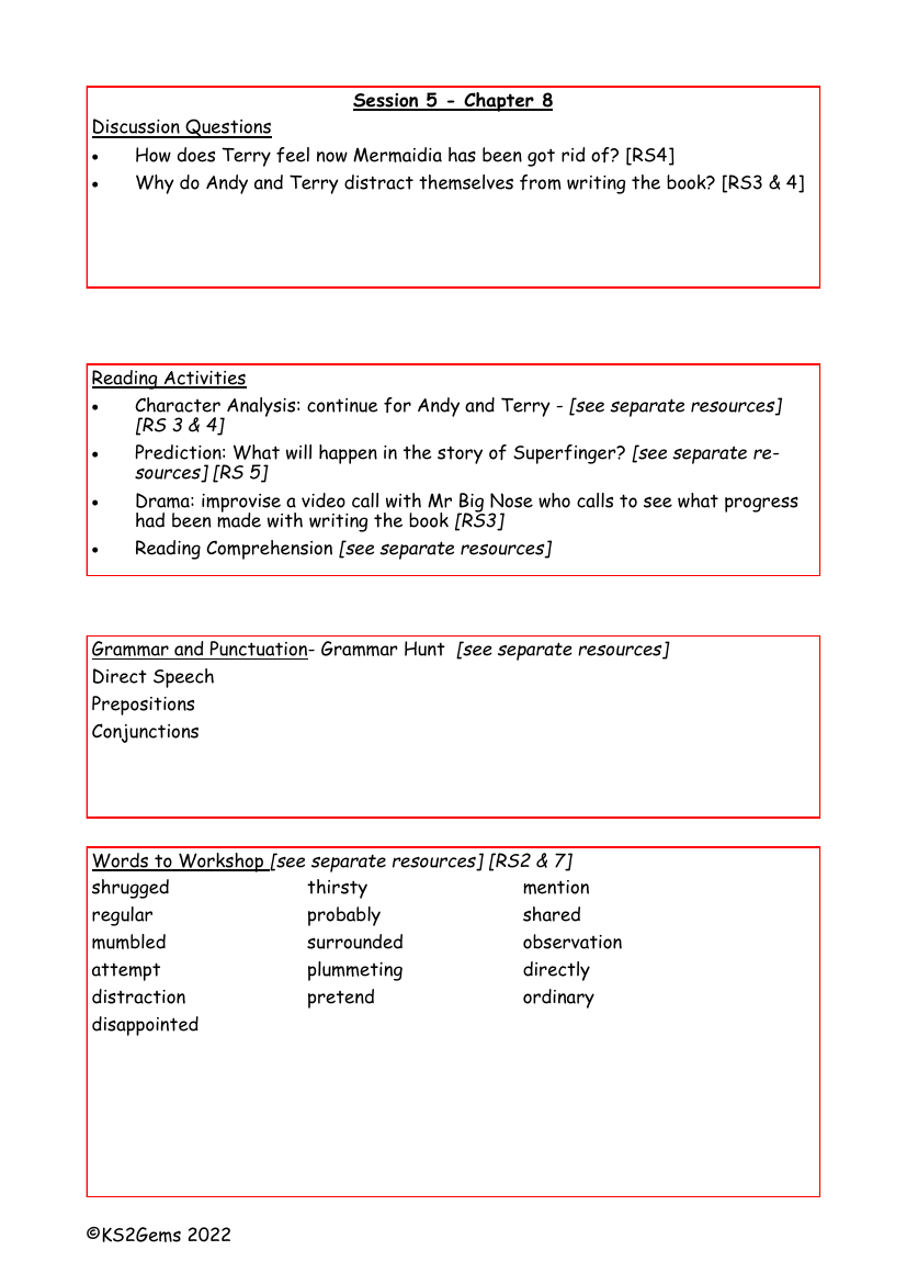 The 13-Storey Treehouse - Session 5 - Chapter 8 - Worksheet