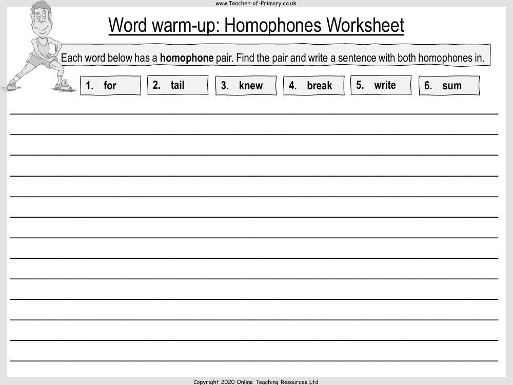 Wonder Lesson 13: Around the Room and Lamb to the Slaughter - Word warm-up: Homophones