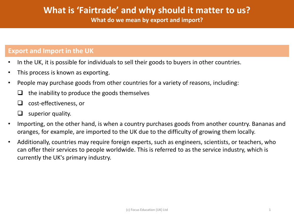 Import and Export in the UK - Info sheet