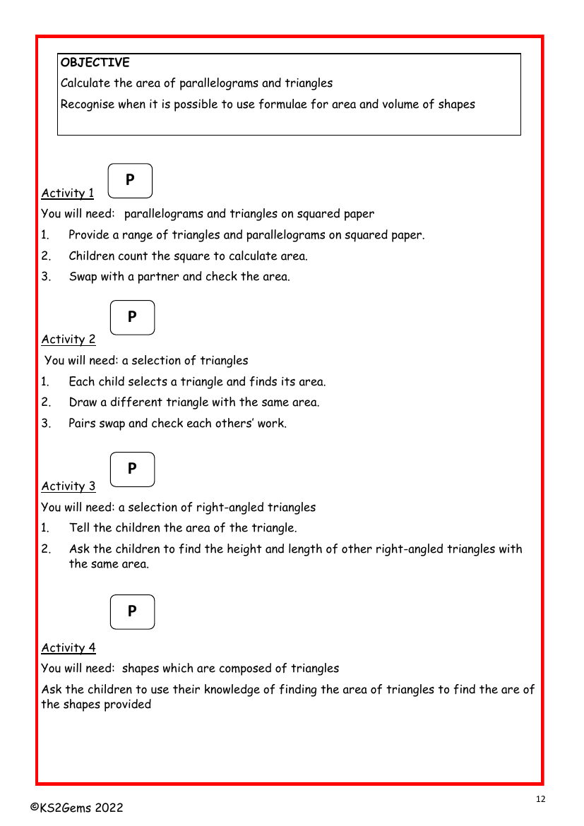 Area of parallelograms and triangles worksheet