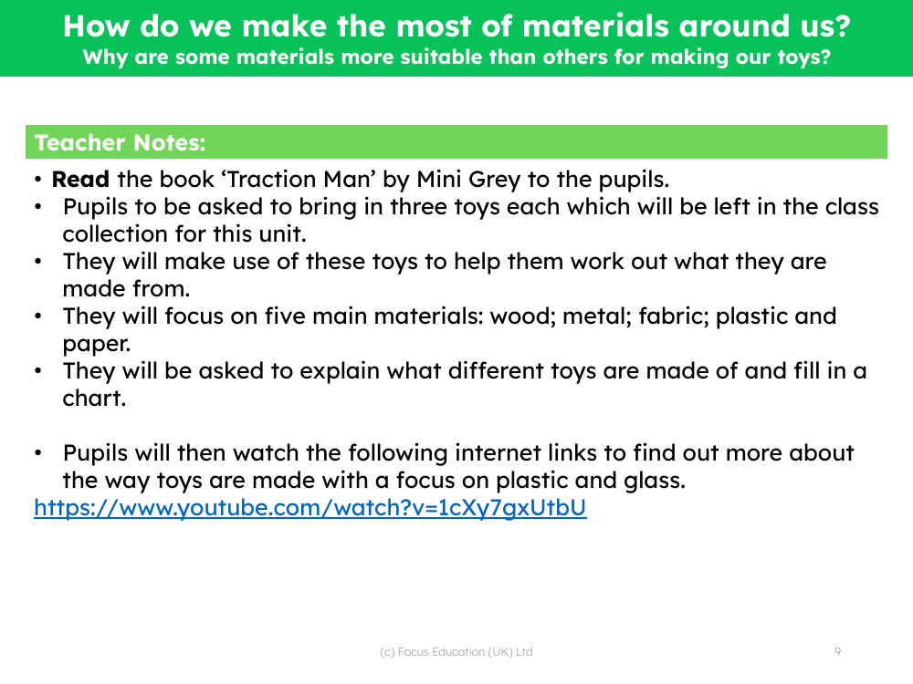 Why are some materials more suitable than others for making our toys?  - Teacher notes