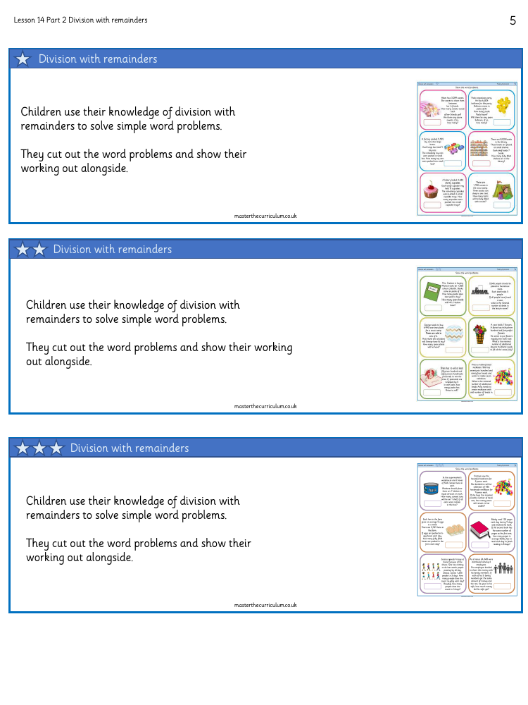 Multiplication and Division (2) - Division with remainders (2) - Worksheet